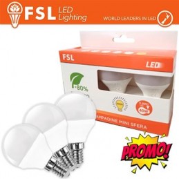 Lampada Mini Sfera E14: Confezione PROMO 3PACK - 6W 3000K