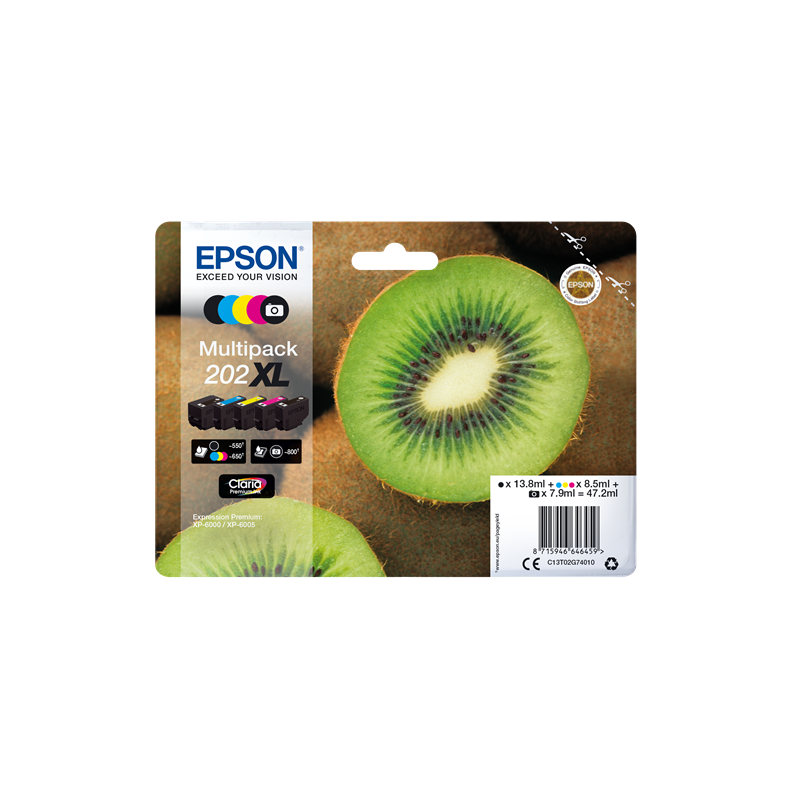 Multipack Epson Kiwi 202XL Nero Ciano Magenta Giallo –