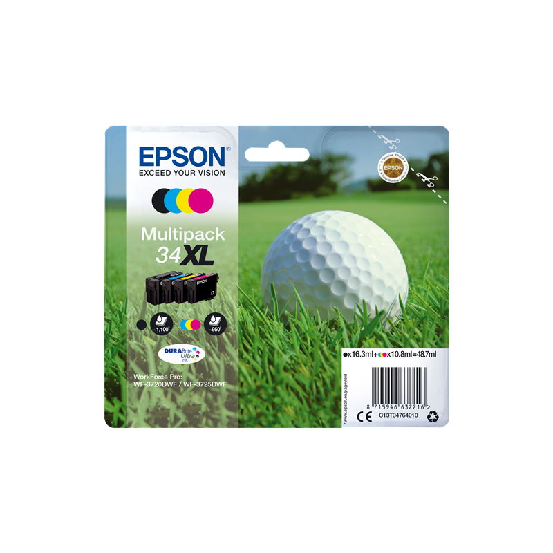 Multipack Epson Pallina golf 34XL Nero Ciano Magenta Giallo –